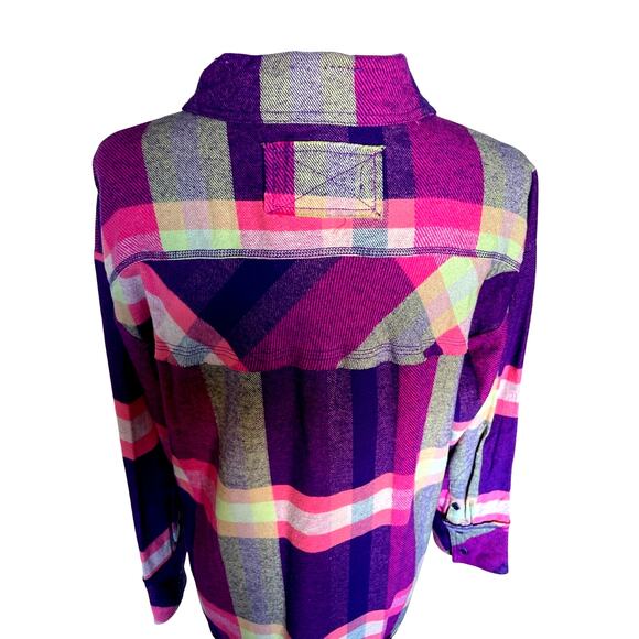 Free People So Long Summer Plaid Flannel Button Down Pink Purple Sm/Med NWT - Picture 6 of 13